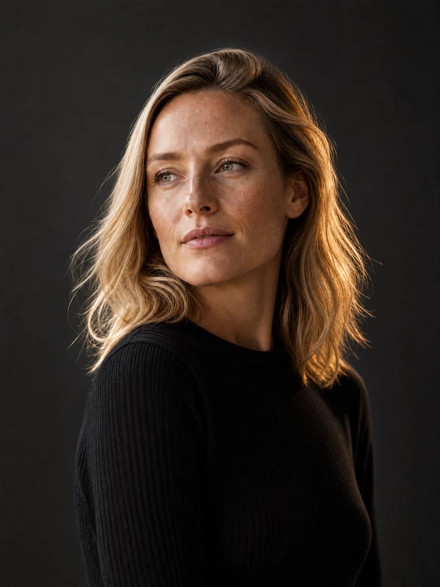 Editorial portrait of a digital twin creator generated inside the JimFluencer studio